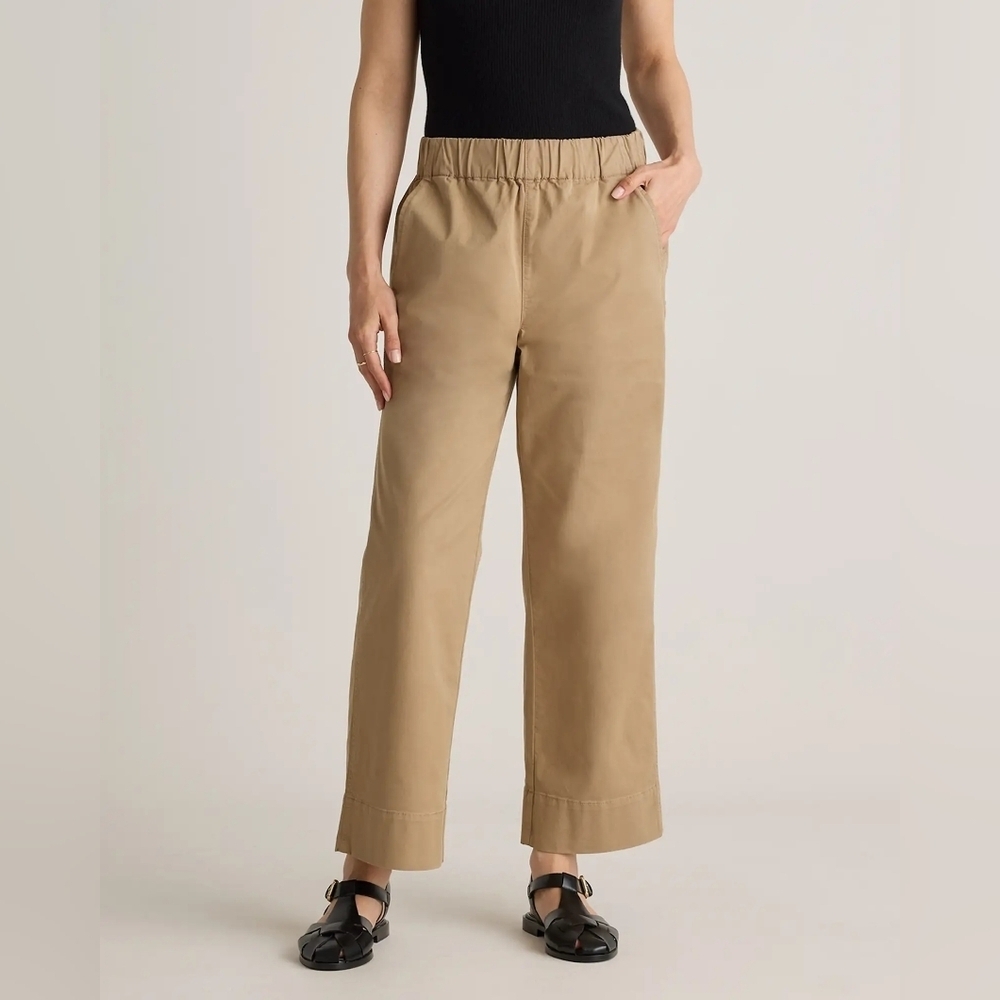 Quince Wide Leg Cropped Pull On Pants Organic Cotton 10